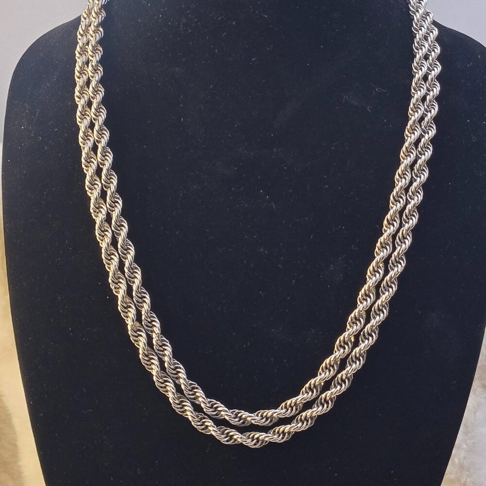 49" Silver Color Necklace Rope Link Neck Chain Vintage and elegant No Markings